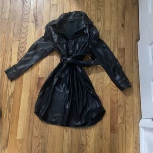 Never worm faux leather Zara shirt dress